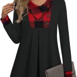 Timeson Women's Long Sleeve Button Lapel Pullover Tunic Swing Sweatshirt